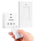 Smooth Operator Wireless Dimmer Plug For Home Lighting, Remote Control Adapter, user controls with remote in hand.