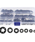 Heavy Duty Push On Lock Washers Set Internal Tooth Serrated Stainless Steel Quick Locking Washers Assortment Kit in case