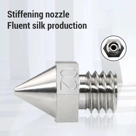 Straight Up Heavy Duty Hardened Alloy 3D Printer Nozzle 0.2mm Nickel Plated Hot End Tip Replacement for silk production.