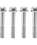 Titanium flange hex bolts for bikes; 6AL4V Grade 5, M10x65mm, silver finish, pack of 4, corrosion-resistant, high-strength.