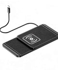 Rugged Wireless Car Charging Pad For Chevy Blazer EV 2024 To 2026 with non-slip silicone grip and USB cable.