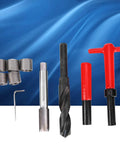 Pro Grade Ten Piece M18x1.5 Thread Repair Kit Stainless Steel Coil Insert System with tools and twisted drill wrench