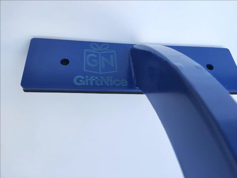 Side view of blue heavy-duty roof safety anchor with "GiftNice" logo, for 5,000-lb capacity on steep roofs, made from aircraft-grade alloy.