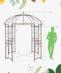Birdcage Style Garden Arbor With Heavy Duty Metal Frame And Four Climbing Trellises Outdoor Gazebo Pergola Arch diagram