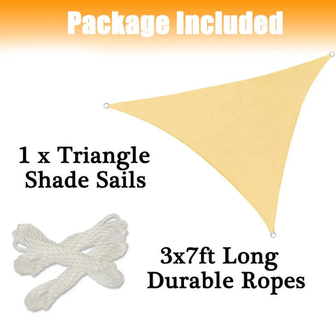 Triangle Shade Sail Canopy 12x12x12 Ft Built Tough 200 GSM High Density Fabric for Patio includes ropes