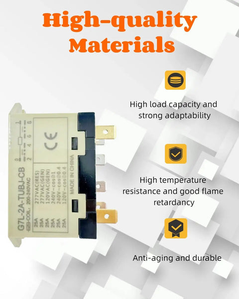 General Purpose Relay With Test Button For Beefy, Heavy Duty High Power Loads, showing quick connect terminals and specifications.