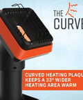 Go-To Portable Propane Radiant Space Heater 4,000 BTU Heats Up To 100 Sq Ft Indoor Outdoor Use angled view with curved plaque