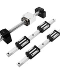 2 Pack HGR15 Linear Guide Rails 600mm with 4 Pcs HGH15CA Sliding Carriage Blocks and RM1605 Ball Screw Set for DIY CNC Machine Parts Featuring Badass Precision and Hella Smooth Motion Control, showing rails and blocks.