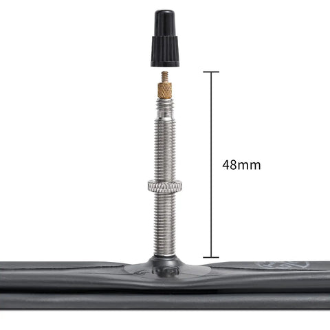 Heavy Duty Bike Inner Tubes For 28/29 Inch Wheels 28x1.75 To 2.40 And 29x1.75 To 2.40 FV48mm Presta Valve 2 Pack valve detail