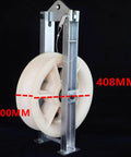 Heavy Duty Galvanized Cable Pulley Block With Rotating Hook And Quiet Nylon Sheave Built Like A Tank With Channel Steel Housing for rigging