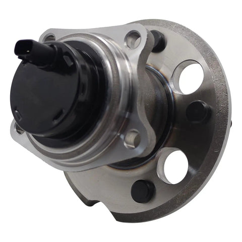 Rock Solid Rear Wheel Bearing And Hub Assembly Knockout Direct Fit showing close-up of hub with sensor port and bolts.