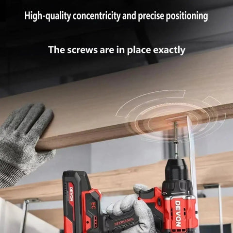 User operating a Heavy Duty 20V Brushless Cordless Impact Drill With Killer 55 Nm Torque and Two Speed Variable Control.