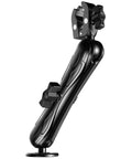 Rock Solid 1.5 Inch Ball Trolling Motor Stabilizer Mount Support CNC Machined 6061 T6 Aluminum Alloy side view with tough claw clamp.