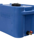 35 Gallon Blue Portable Stackable Water Storage Tank with spigot, durable polyethylene for safe drinking water storage