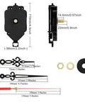 HR1688 Quartz Clock Movement Replacement Kit with dimensions