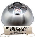 12 Inch Stainless Cheese Melt Dome With Glass Lid And Built In Thermometer Up To 700 F Steam Vent For Faster Melts On Burgers And Veggies The Go To For Flat Top Griddles BBQ And Hibachi Grills