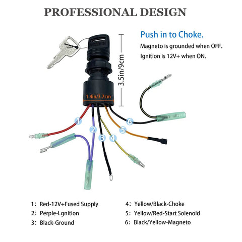 Boat Ignition Switch With Key Replacement For Mercury Mariner Outboard Motors, 3 Position 6 Wire Control Box, Dual Keys