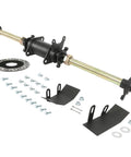 Heavy Duty Rear Axle Kit For 110cc 125cc 150cc ATVs And Go Karts With Brake Disc And 3 Stud Wheel Hubs Includes Swingarm Bracket Sprocket Brake Covers And Hardware Ready For Buggy Rebuild.