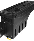 Heavy Duty Left Side Truck Toolbox For Chevy Silverado 1500 And Gmc Sierra 1500 black hardcase, secure bedside storage for tools.