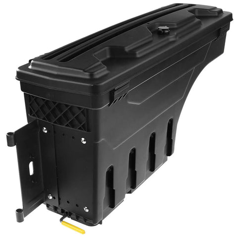 Heavy Duty Left Side Truck Toolbox For Chevy Silverado 1500 And Gmc Sierra 1500 black hardcase, secure bedside storage for tools.