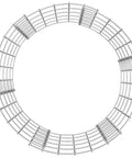Top view of a silver wire round grid, possibly the inner frame or lid of a sturdy galvanized steel cylindrical compost bin for outdoor use.