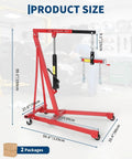Heavy Duty Hydraulic Engine Hoist With Lever, 3000 Lbs Portable Shop Crane Featuring Adjustable Telescopic Boom and Four Rolling Casters dimensions diagram.