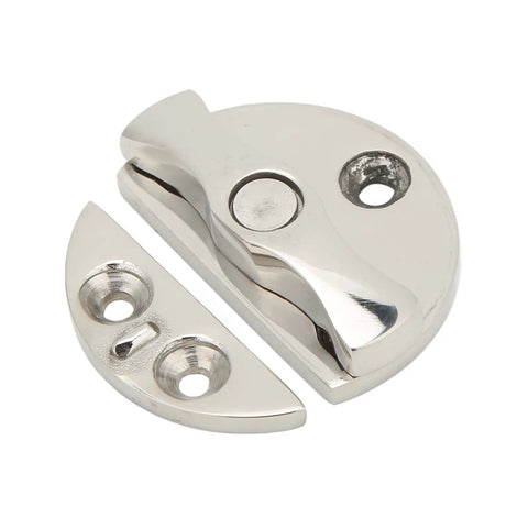 Rock Solid Marine Boat Door Latch And 45Mm Round Catch Hardware Built With Premium 316 Stainless Steel, shown from top angle with shiny finish.