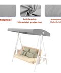 Outdoor Swing Canopy Replacement Cover For 3 Seat Gray Waterproof Swing Covers Universal Fit with Oxford Cloth Material