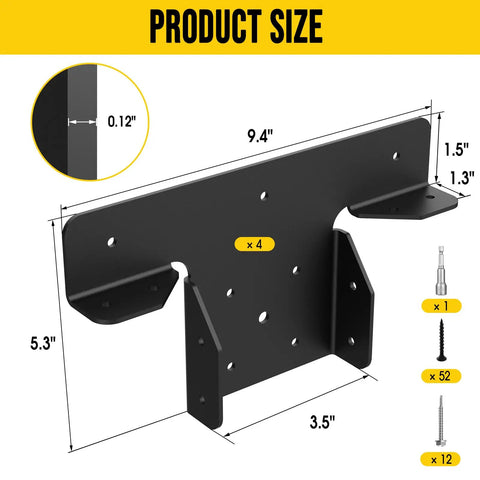 Heavy Duty Pergola Brackets 4x4 Adjustable 3 Way T Brackets 4 Pack Fence Post Brackets For Metal To Wood Posts Weather Resistant And Built To Last Ideal For Decks Sheds And Garden Structures