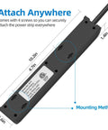 Essential Surge Protector features mounting holes for secure attachment; measuring 10.2 x 4.7 x 1.6 inches for versatile use.