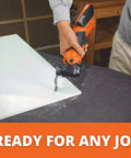 Kickass Multi Tool Oscillating Blade Featuring Hella Smooth Starlock Mount slicing through drywall on a workbench.