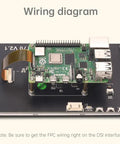 Wiring diagram for the Five Inch HD TFT LCD Capacitive Touch Screen Display With Sharp 800x480 Dsi Panel setup with Raspberry Pi.