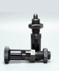 M10 Rest Position Index Plunger with Aluminum Knob Screw Spring Loaded Locking Pin Fine Thread Kickass Industrial Linear Stop Pin Assembly One Pack, showing metal components.