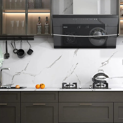 White Marble Countertop Contact Paper 36 By 200 Inches Peel And Stick Waterproof Vinyl Wallpaper on kitchen backsplash
