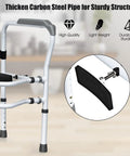 Rock Solid Free Standing Toilet Safety Rail With Quick Adjust Height And Width Settings Secure Bathroom Handrail for Aging Adults features thick carbon steel pipe for sturdy structure.