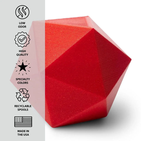 Candy Apple Metallic Red HT PLA 3D Printer Filament 1.75mm 500G Spool geometric model showcasing metallic finish.