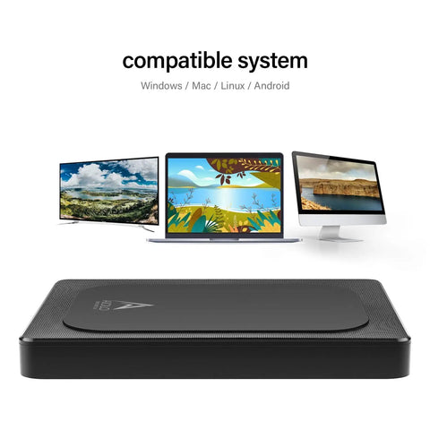 320GB Ultra Slim Portable External Hard Drive With USB 3.0 for PC, Mac, gaming consoles; shown with compatible screens.