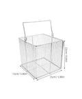 Stainless Steel Ultrasonic Cleaning Basket With Swinging Handle For Small Parts Dip And Drain Design High Temperature Resistant Parts Basket For Equipment And Precision Tools Easy Batch Handling, 15x15x23cm