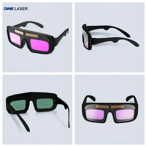 Rugged No Nonsense Laser Safety Glasses Equipped With Auto Darkening Lens Tech, black frame, various angles, for laser protection.