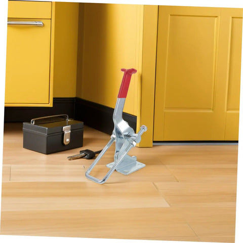 Heavy Duty Toggle Latch Clamp Set Of 2 With 2183 Lbs Holding Capacity Anticorrosive Galvanized Iron Quick Release Pull Latch For Toolbox And Drawer Chests Built To Last Tough As Nails Ready To Roll mounted on a yellow cabinet with toolbox