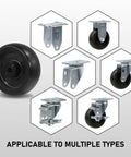 4 Inch Polypropylene Caster Wheels Replacement Set Of 4 With 400 Lb Load Capacity Each, non marking wheels with mounts shown