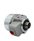 Hollow Through Hole Lathe Chuck with Independent Reversible Jaws in metal, showing spring steel clips and keyed tightening.