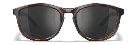 Top Shelf Shatterproof Sunglasses And Work Safety Shades Featuring Premium Polarized Grey Lenses For Men And Women Encased In A Dope Gloss Tortoise Build, front view.