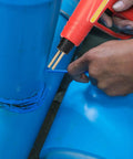 Using Portable 70W Plastic Welding Kit With Handheld Design And 110V US Plug on a blue plastic surface