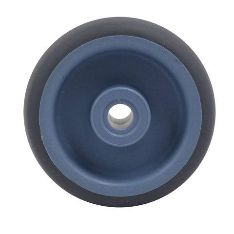 Front view of 2 Inch Diameter TPR Wheel For Carts And Trolleys With 8.5mm Bore 49 By 22mm Size Quiet Roll Caster Wheel Pulley Roller Four Pieces Low Starting Resistance Smooth Mobility Gray And Blue