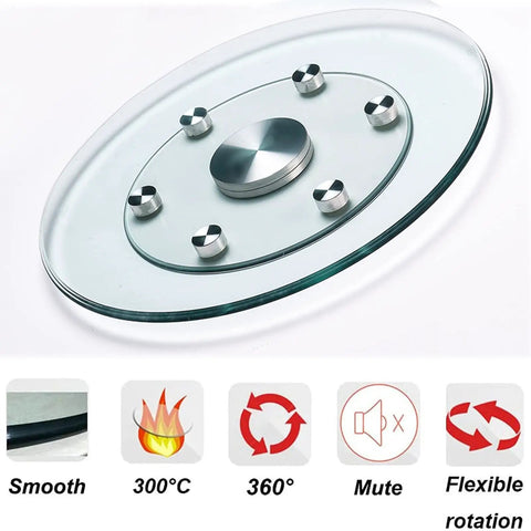 Heavy Duty Tempered Glass Lazy Susan Turntable With Hella Smooth 360 Degree Swivel, No Sweat Kitchen Organizer, 100 cm wide.