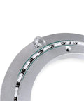 Close-up of the bearing mechanism on Large Lazy Susan Turntable With Silky Smooth Silent Spin Heavy Duty Aluminum Alloy Base.