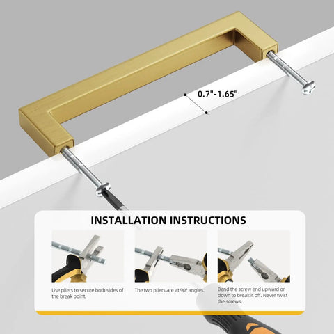 30 Pack 12 Inch Premium Stainless Steel Cabinet Handles And Drawer Pulls Slick Brushed Gold Finish Kitchen And Bathroom, installation instructions diagram.
