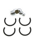 Original Equipment Replacement Cross Shaft And Bearing Assembly For Compact Tractor And Riding Mower Drive Components Heavy Duty Farm Repair Part featuring a chrome elbow fitting and four black retaining rings.