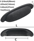 Top Shelf Rustic Cup Pulls 2 Pack Black Iron Vintage Farmhouse Kitchen Cabinet Handles 96mm Hole Center heavy duty design with measurements